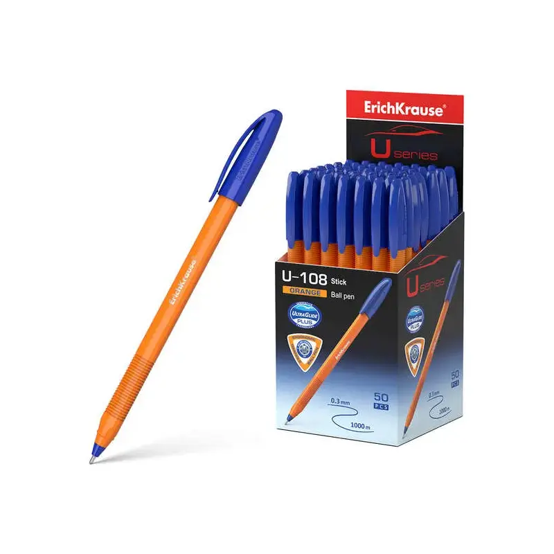 Erichkrause U-108 Boligrafo Clasico Orange - Punta de Bola 0.7mm - Trazo de 0.26mm - Tapa Ventilada - Cuerpo Opaco Naranja - Ult