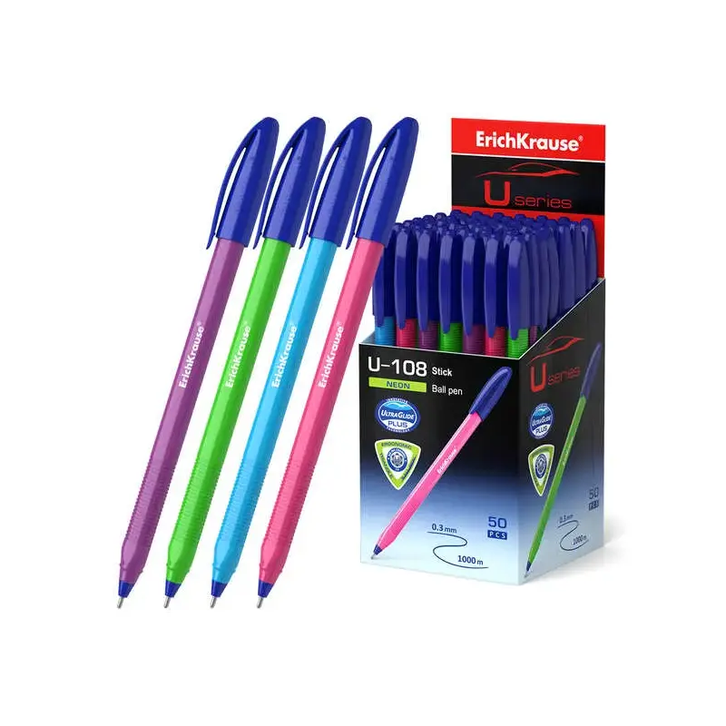 Erichkrause Boligrafo U-108 Neon Stick 1.0 - Ultra Glide Technology - Color Azul | Ahorro Imprimiendo