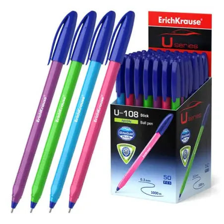 Erichkrause Boligrafo U-108 Neon Stick 1.0 - Ultra Glide Technology - Color Azul | Ahorro Imprimiendo