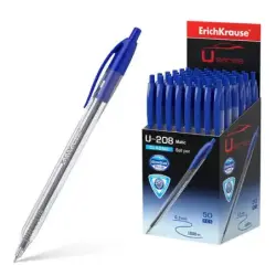 Erichkrause Boligrafo Automatico U-208 Classic Matic - Ultra Glide Technology - Cuerpo Transparente con Grip - Color Azul | Ahor