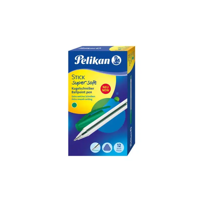 Pelikan Stick Super Soft Boligrafo Trazo 1mm - Tinta Super Fluida - Empuñadura Triangular - Color Verde | Ahorro Imprimiendo