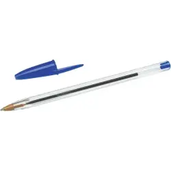 Bic Cristal Original Boligrafo de Bola - Punta Redonda de 1.0mm - Trazo 0.4mm - Tinta con Base de Aceite - Color Azul | Ahorro I