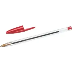Bic Cristal Original Boligrafo de bola - Punta redonda de 1.0mm - Trazo 0.4mm - Tinta con Base de Aceite - Color Rojo | Ahorro I