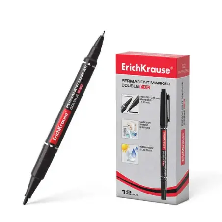 Erichkrause Double P-80 Marcador Permanente Doble Punta - Punta Bala de 1,65mm, Punta Fina de 0,45mm - Tinta a Base de Alcohol R