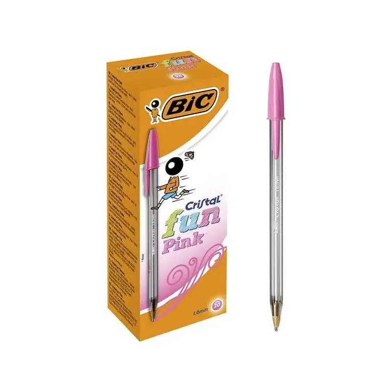Bic Cristal Fun Boligrafo de Bola - Punta Gruesa de 1.6mm - Tinta con Base de Aceite - Color Rosa | Ahorro Imprimiendo