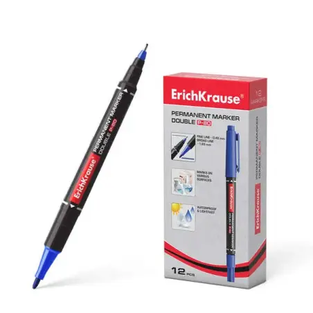 Erichkrause Double P-80 Marcador Permanente Doble Punta - Punta Bala de 1,65mm, Punta Fina de 0,45mm - Tinta a Base de Alcohol R