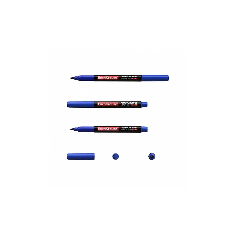 Erichkrause P-100 Marcador Permanente - Punta Fina - Trazo de 0.5 a 1.2mm - Resistente al Agua y a los Rayos UV - Color Azul | A
