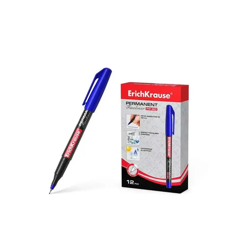 Erichkrause Marcador Permanente Fp-50 - Punta Fina de 0.6mm - Resistente a La Luz y al Agua - Color Azul | Ahorro Imprimiendo