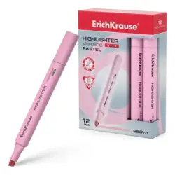 Erichkrause Visioline V-17 Pastel Marcador Fluorescente - Punta Biselada - Trazo de 0.6 a 4.5mm - Tinta a Base de Agua - Color R