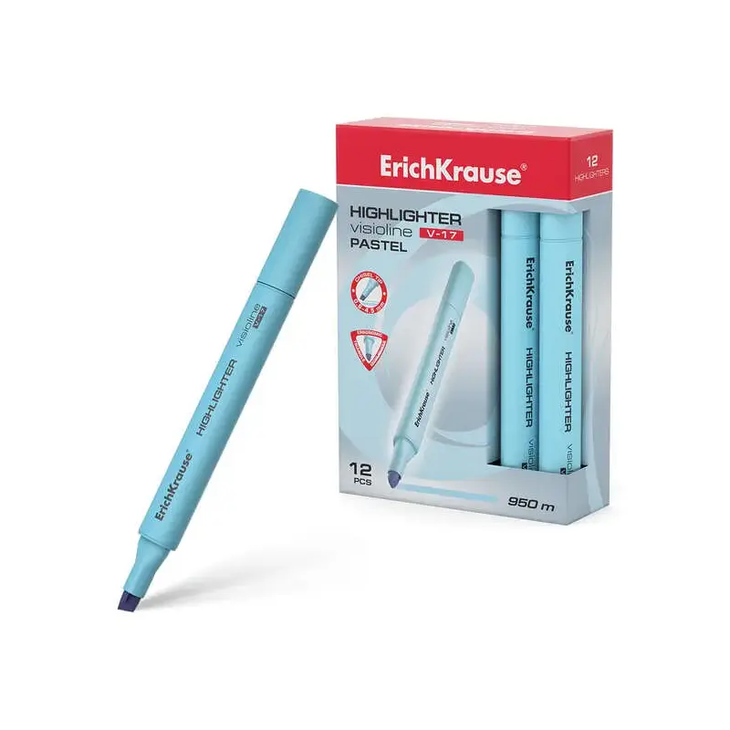 Erichkrause Visioline V-17 Pastel Marcador Fluorescente - Punta Biselada - Trazo de 0.6 a 4.5mm - Tinta a Base de Agua - Color A