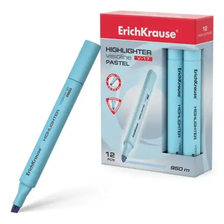 Erichkrause Visioline V-17 Pastel Marcador Fluorescente - Punta Biselada - Trazo de 0.6 a 4.5mm - Tinta a Base de Agua - Color A