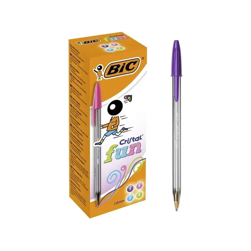 Bic Cristal Fun Boligrafo de Bola - Punta Redonda de 1.6mm - Trazo 0.42mm - Tinta con Base de Aceite - Colores Surtidos | Ahorro