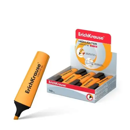 Erichkrause Visioline V-12 Marcador Fluorescente - Punta Biselada - Tinta a Base de Agua - Color Naranja | Ahorro Imprimiendo