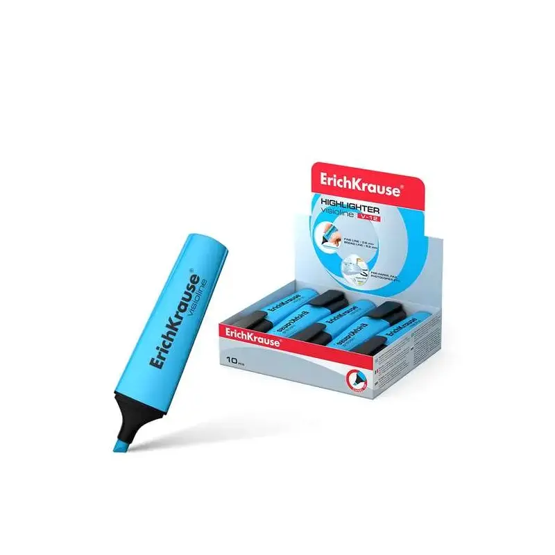 Erichkrause Visioline V-12 Marcador Fluorescente - Punta Biselada - Tinta a Base de Agua - Color Azul | Ahorro Imprimiendo