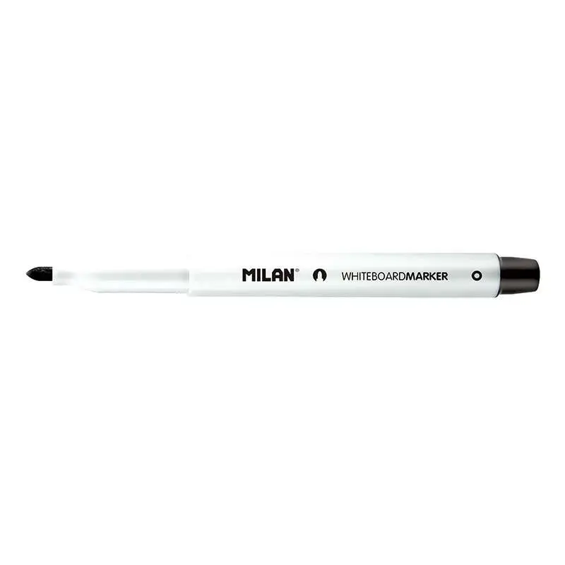Milan Rotuladores para Pizarra Blanca con Punta Redonda - Punta 3.7 mm - Tinta a Base de Alcohol - Borrable en Seco - Color Negr