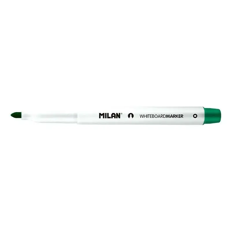 Milan Rotuladores para Pizarra Blanca con Punta Redonda - Punta 3.7 mm - Tinta a Base de Alcohol - Borrable en Seco - Color Verd
