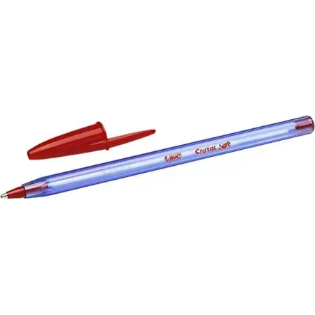 Bic Cristal Soft Boligrafos de Bola - Punta Media de 1.2mm - Trazo 0.45mm - Escritura mas Fluida - Color Rojo | Ahorro Imprimien