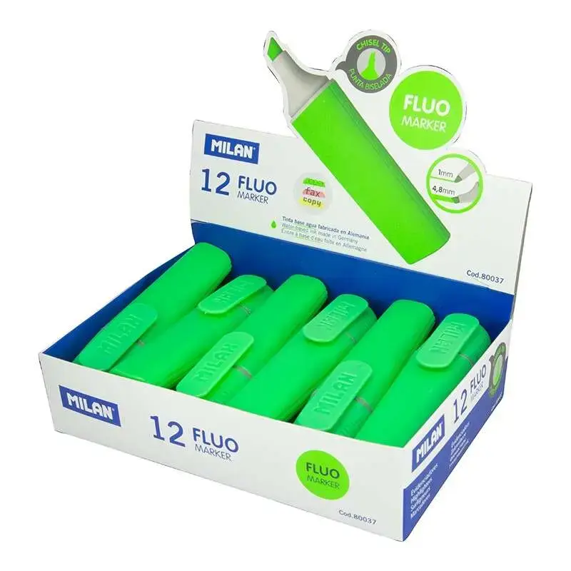 Milan Marcador Fluorescente - Punta Biselada 1 - 4.8mm - Color Verde | Ahorro Imprimiendo