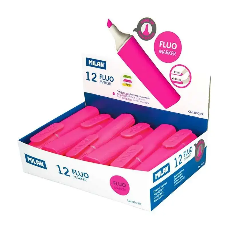 Milan Marcador Fluorescente - Punta Biselada 1 - 4.8mm - Color Rosa | Ahorro Imprimiendo