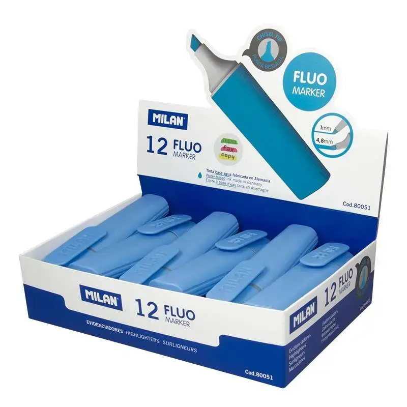 Milan Marcador Fluorescente - Punta Biselada 1 - 4.8mm - Color Azul | Ahorro Imprimiendo