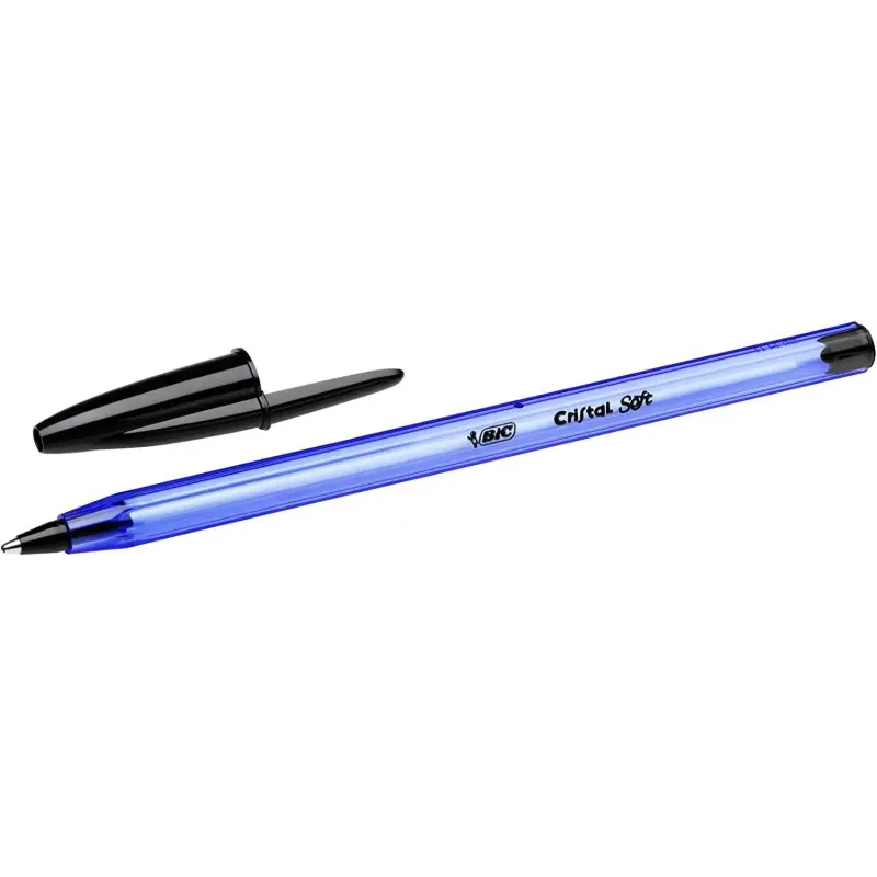 Bic Cristal Soft Boligrafos de Bola - Punta Media de 1.2mm - Trazo 0.45mm - Escritura mas Fluida - Color Negro | Ahorro Imprimie