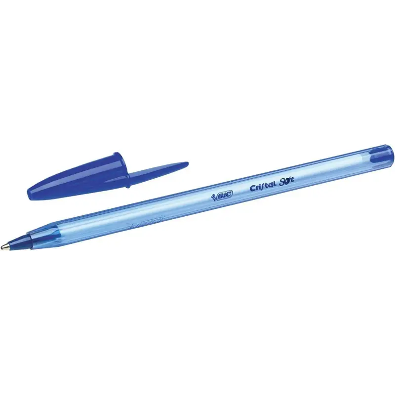 Bic Cristal Soft Boligrafos de Bola - Punta Media de 1.2mm - Trazo 0.45mm - Escritura mas Fluida - Color Azul | Ahorro Imprimien