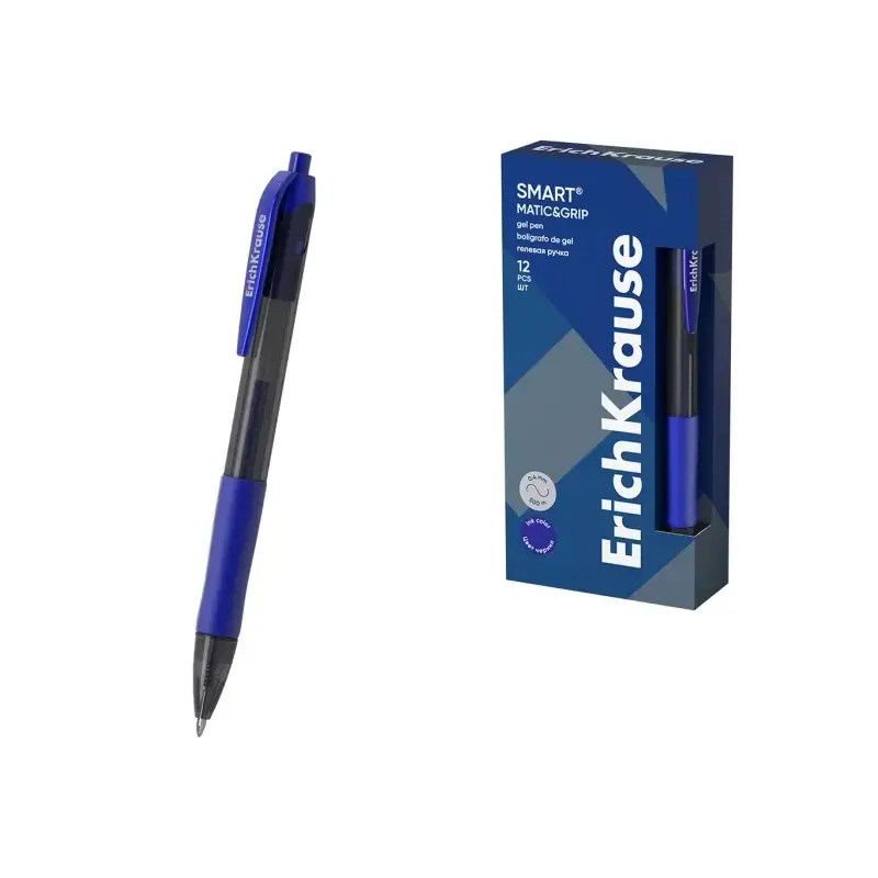 Erichkrause Smart-Gel Boligrafo Retractil - Punta de 0.5mm - Trazo de 0.4mm - Cuerpo Translucido Redondo - Tinta de Gel de Secad