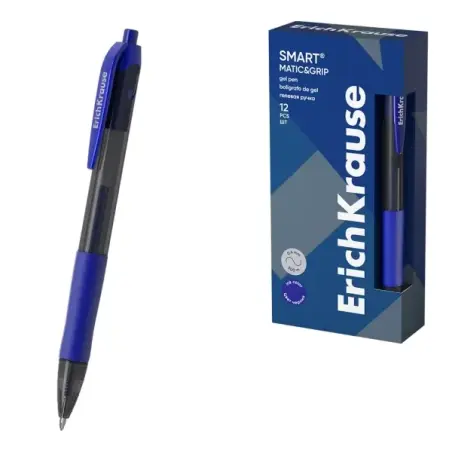 Erichkrause Smart-Gel Boligrafo Retractil - Punta de 0.5mm - Trazo de 0.4mm - Cuerpo Translucido Redondo - Tinta de Gel de Secad