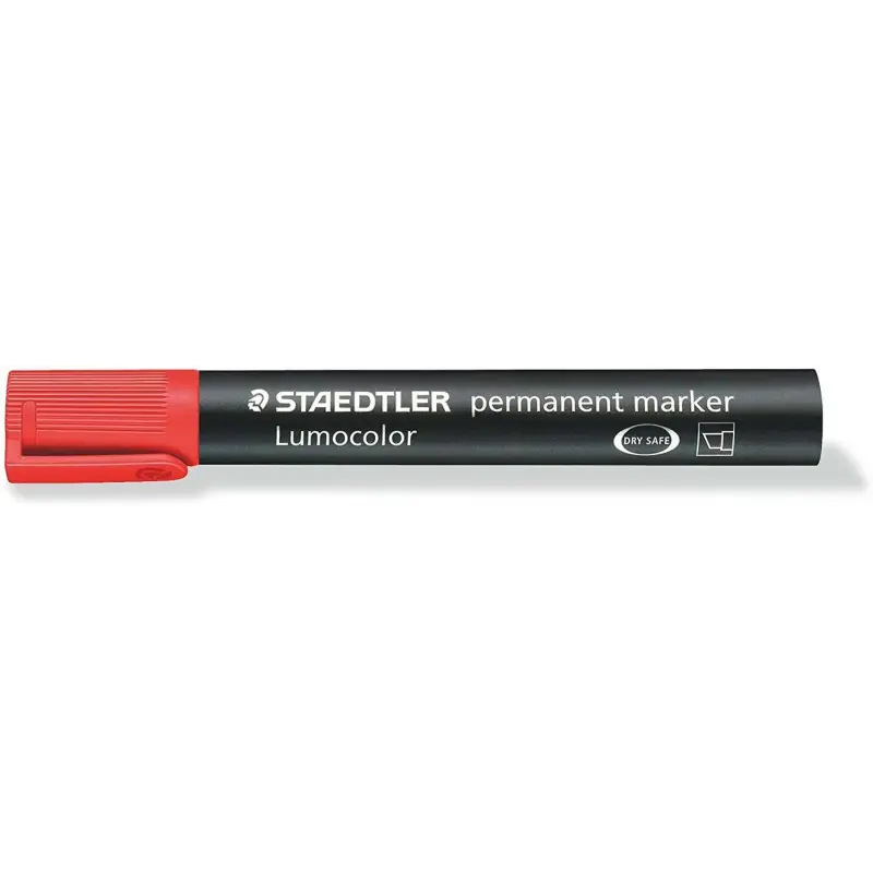 Staedtler Lumocolor 350 Rotulador Permanente - Punta Biselada 2-5mm aprox. - Tinta Base de Alcohol - Secado Rapido - Color Rojo