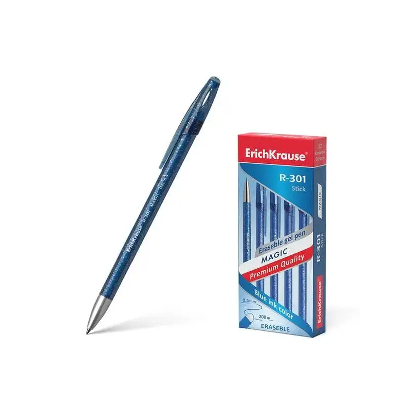 Erichkrause R-301 Magic Gel Boligrafo Borrable - Tinta Gel - Punta de 0.5mm - Trazo de 0.4mm - Cuerpo Semitransparente con Efect