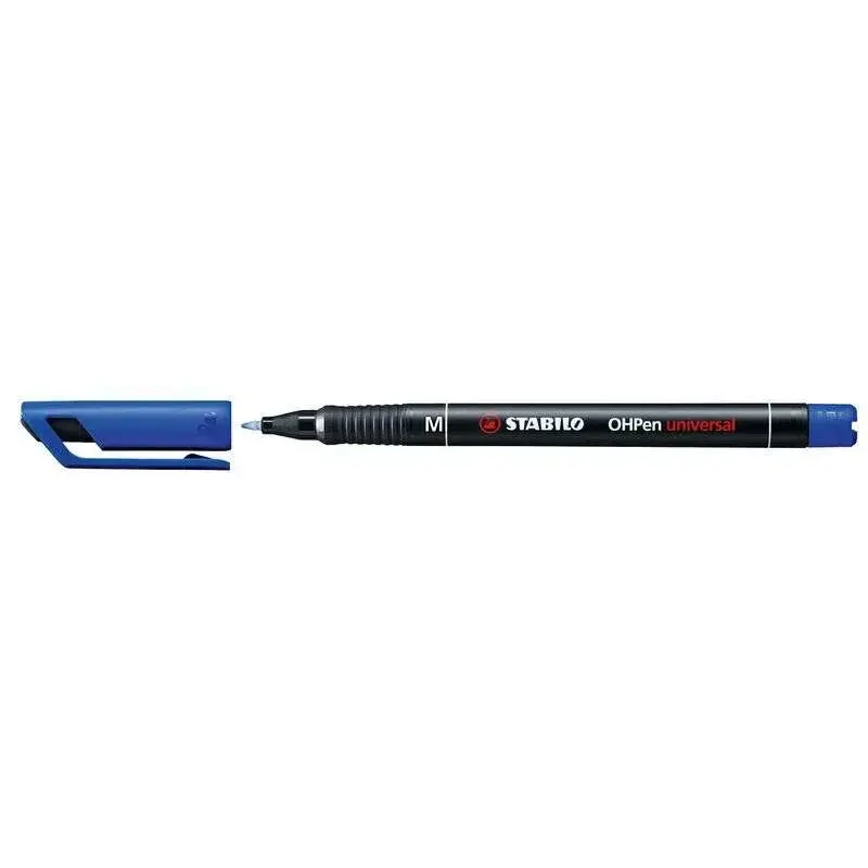 Stabilo OHPen Rotulador Permanente - Punta Media - Trazo de 1mm - Agarre Antideslizante - Tapon Ventilado - Color Azul | Ahorro