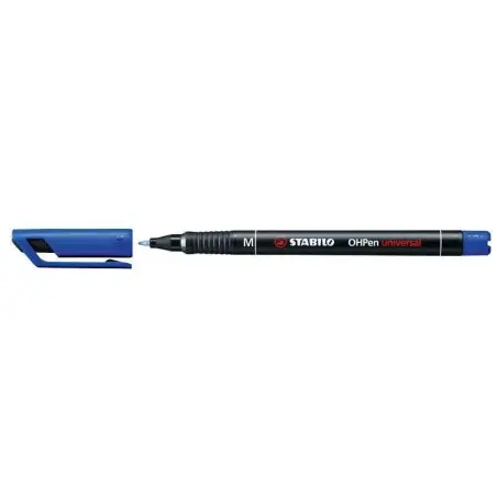 Stabilo OHPen Rotulador Permanente - Punta Media - Trazo de 1mm - Agarre Antideslizante - Tapon Ventilado - Color Azul | Ahorro