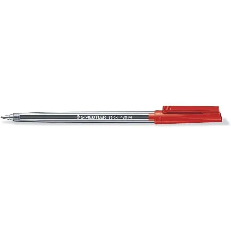 Staedtler Stick 430 Boligrafo con Capuchon - Punta 0.35mm - Tinta Endeleble - Color Rojo | Ahorro Imprimiendo