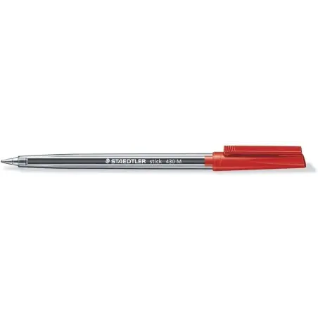 Staedtler Stick 430 Boligrafo con Capuchon - Punta 0.35mm - Tinta Endeleble - Color Rojo | Ahorro Imprimiendo