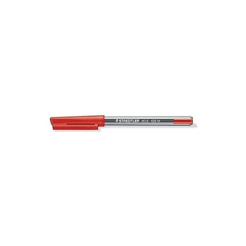 Staedtler Stick 430 Boligrafo con Capuchon - Punta 0.35mm - Tinta Endeleble - Color Rojo | Ahorro Imprimiendo