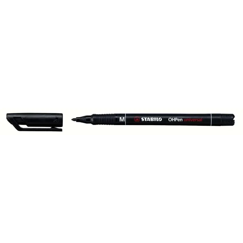 Stabilo OHPen Rotulador Permanente - Punta Media - Trazo de 1mm - Agarre Antideslizante - Tapon Ventilado - Color Negro | Ahorro