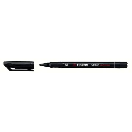 Stabilo OHPen Rotulador Permanente - Punta Media - Trazo de 1mm - Agarre Antideslizante - Tapon Ventilado - Color Negro | Ahorro