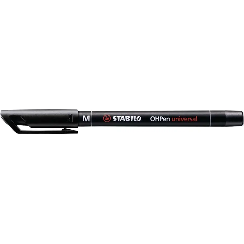 Stabilo OHPen Rotulador Permanente - Punta Media - Trazo de 1mm - Agarre Antideslizante - Tapon Ventilado - Color Negro | Ahorro