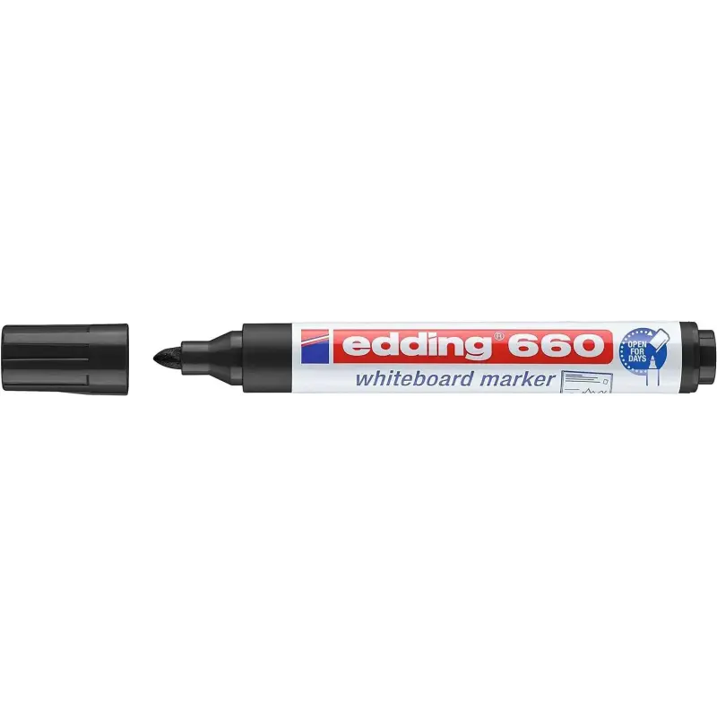 Edding 660 Rotulador para Pizarra Blanca - Punta Redonda - Trazo entre 1.5 y 3 mm. - Tinta Pigmentada - Recargable - Borrable en