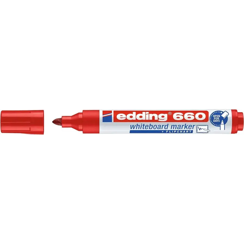 Edding 660 Rotulador para Pizarra Blanca - Punta Redonda - Trazo entre 1.5 y 3 mm. - Tinta Pigmentada - Recargable - Borrable en