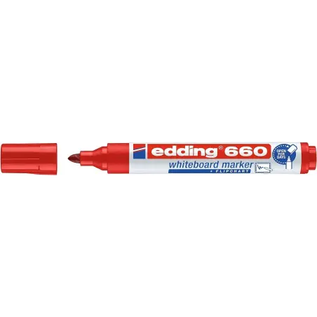 Edding 660 Rotulador para Pizarra Blanca - Punta Redonda - Trazo entre 1.5 y 3 mm. - Tinta Pigmentada - Recargable - Borrable en