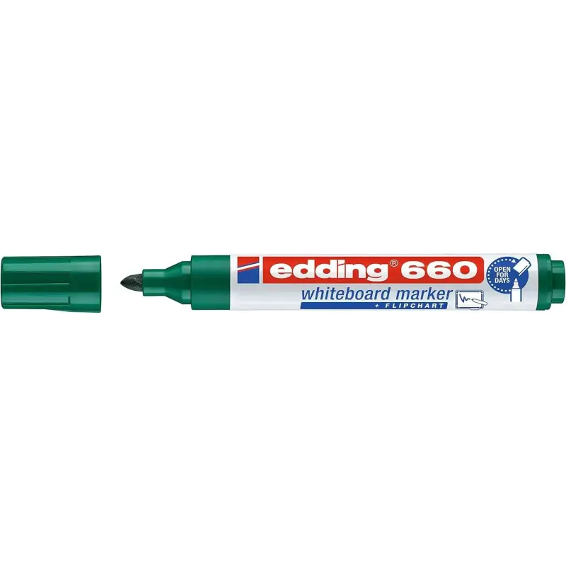 Edding 660 Rotulador para Pizarra Blanca - Punta Redonda - Trazo entre 1.5 y 3 mm. - Tinta Pigmentada - Recargable - Borrable en