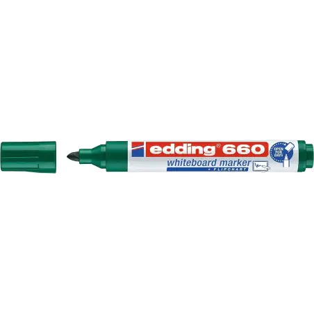 Edding 660 Rotulador para Pizarra Blanca - Punta Redonda - Trazo entre 1.5 y 3 mm. - Tinta Pigmentada - Recargable - Borrable en