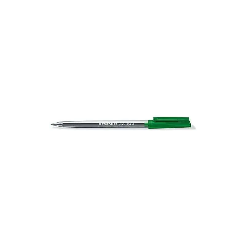Staedtler Stick 430 Boligrafo con Capuchon - Punta 0.35mm - Tinta Endeleble - Color Verde | Ahorro Imprimiendo