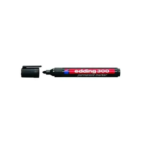 Edding 300 Rotulador Permanente - Punta Redonda - Trazo entre 1.5 y 3 mm. - Tinta Casi Inodora - Capuchon con Clip - Secado Rapi