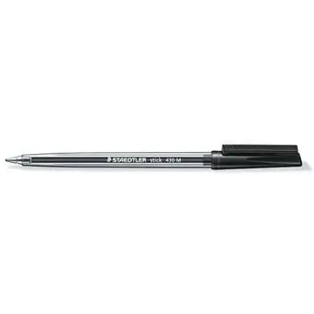 Staedtler Stick 430 Boligrafo con Capuchon - Punta 0.35mm - Tinta Endeleble - Color Negro | Ahorro Imprimiendo
