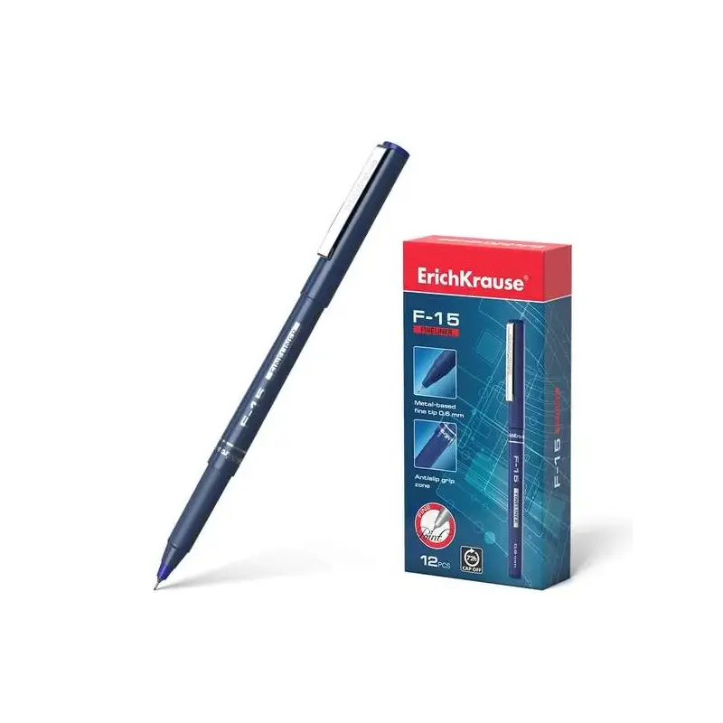 Erichkrause F-15 Rotulador Punta Fina - Trazo de 0.6mm - Clip Metalico - Color Azul | Ahorro Imprimiendo