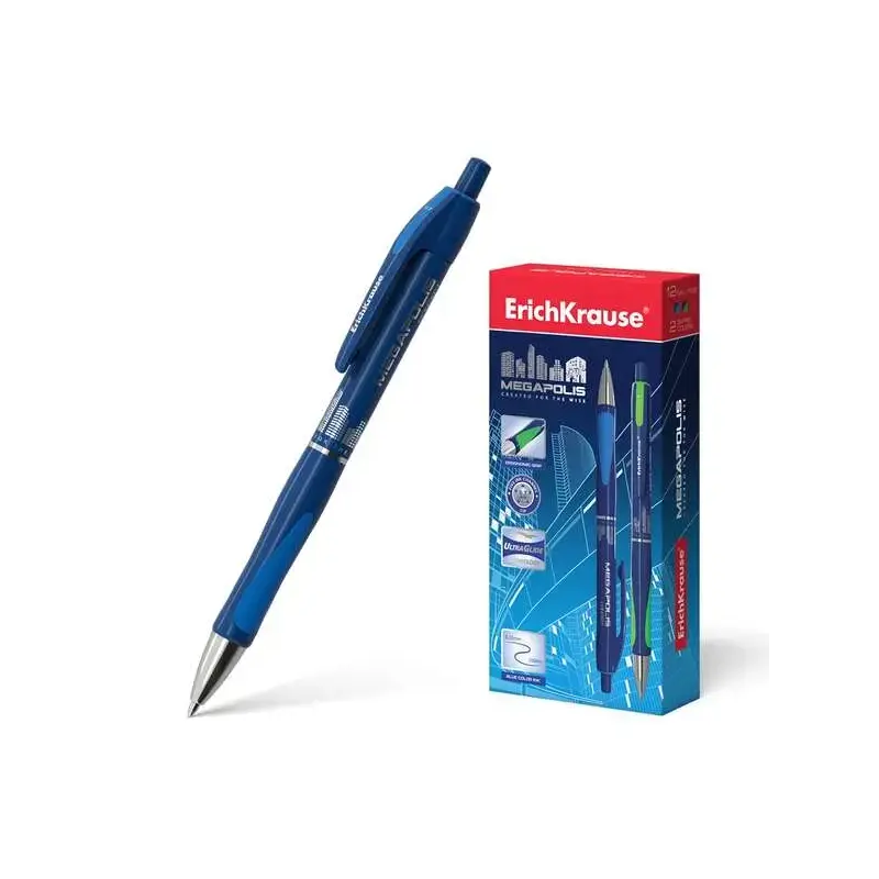 Erichkrause Boligrafo Automatico Megapolis Concept - Cuerpo Satinado Redondo - Zona de Agarre Ergonomica - Punta de 5 Canales -
