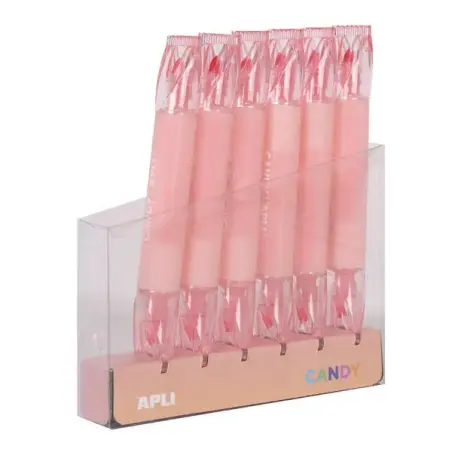 Apli Caramelo Marcador Doble Punta 5mm Plana y 2mm Redonda - Ideal para Agendas, Libretas y Calendarios - Color Rosa | Ahorro Im