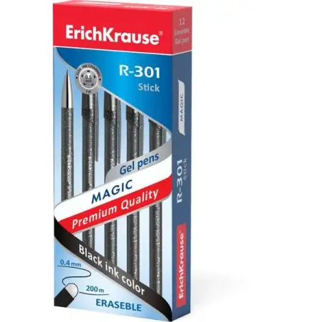 Erichkrause R-301 Magic Gel Boligrafo Borrable - Tinta Gel - Punta de 0.5mm - Trazo de 0.4mm - Cuerpo Semitransparente con Efect